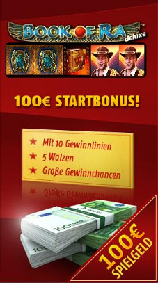 Bei 100 Euro einzahlung, bekommst du 100Euro Bonus zum Book of Ra spielen